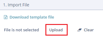 Upload template file screen