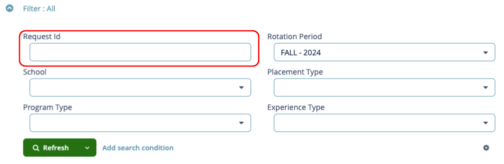 Request ID Filter screenshot