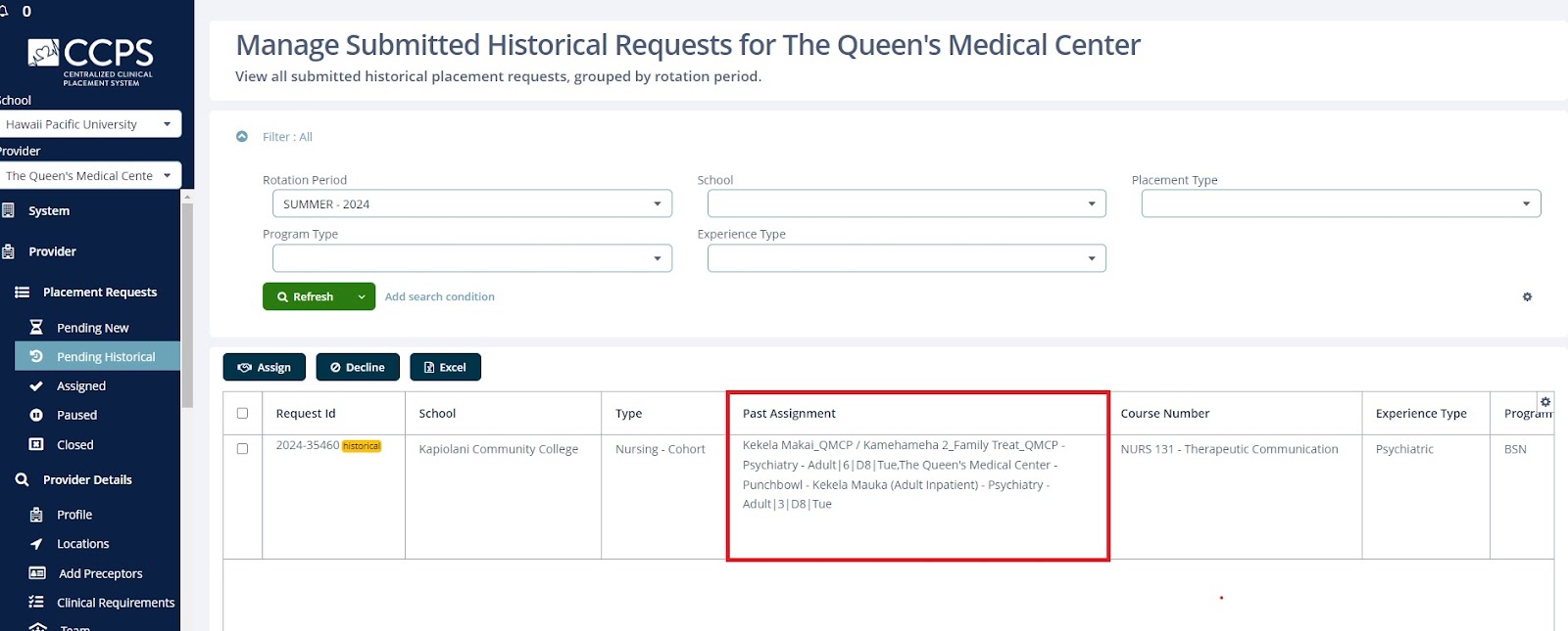 Pending Historical Page Update screenshot